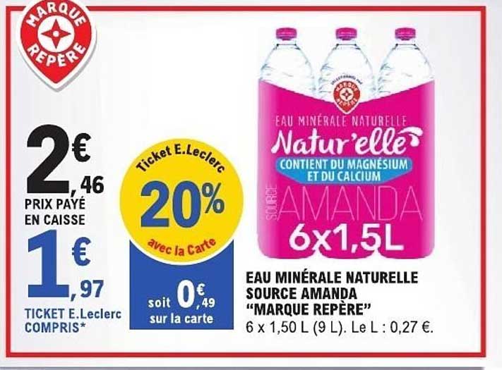 EAU MINÉRALE NATURELLE SOURCE AMANDA “MARQUE REPÈRE”