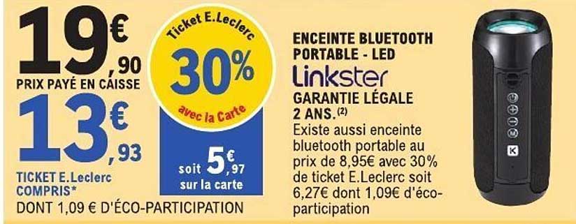 ENCEINTE BLUETOOTH PORTABLE - LED Linkster