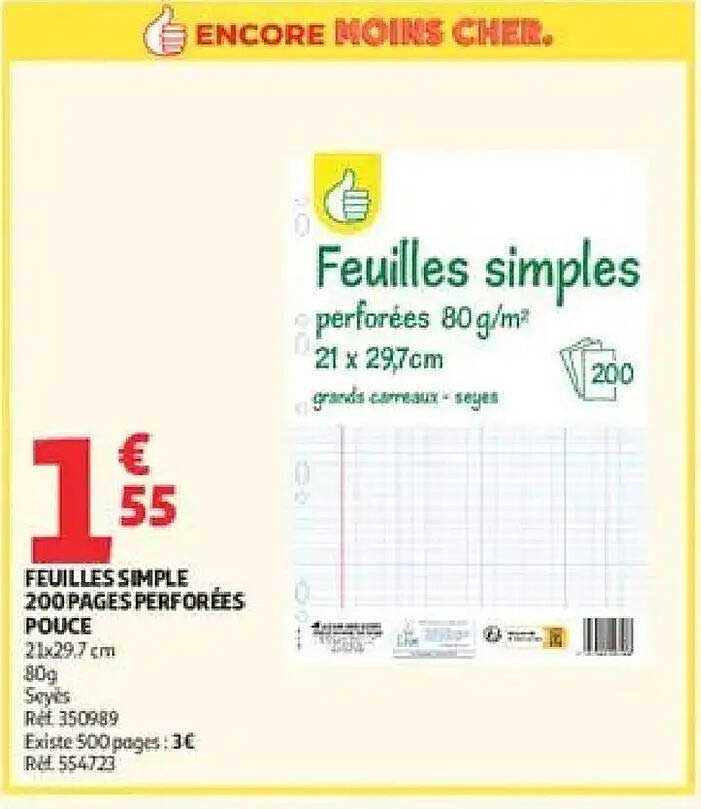 Feuilles simples perforées 80 g/m² 21 x 29,7 cm