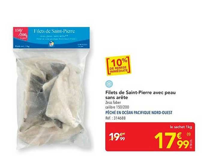 Filets de Saint-Pierre avec peau sans arête