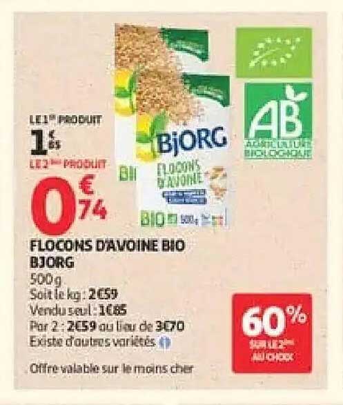 FLOCONS D'AVOINE BIO BJORG 500g