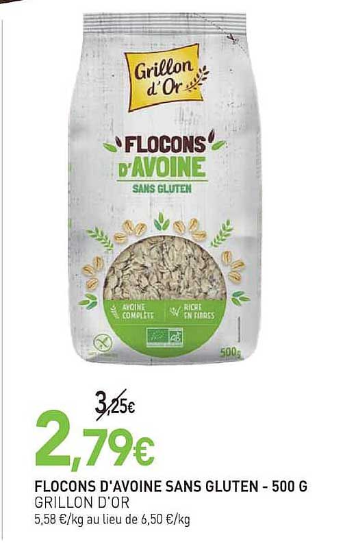 FLOCONS D'AVOINE SANS GLUTEN - 500 G