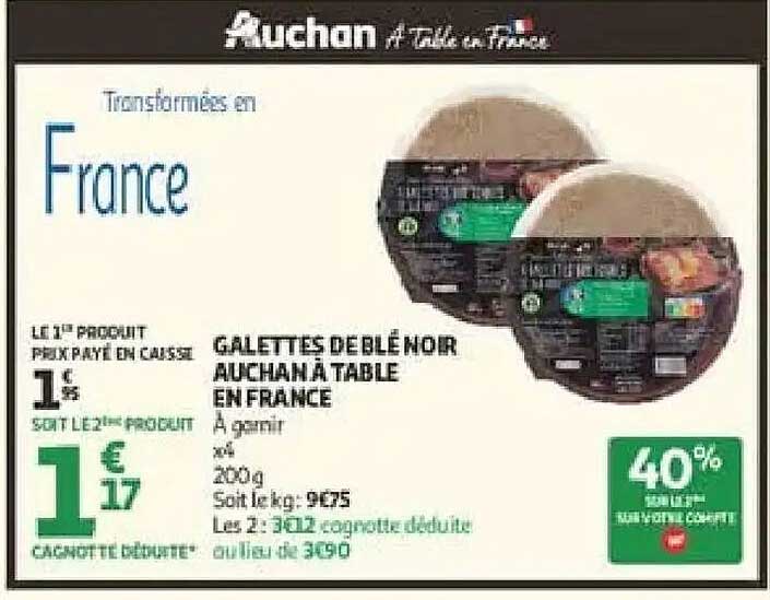GALETTES DE BLÉ NOIR AUCHAN À TABLE EN FRANCE