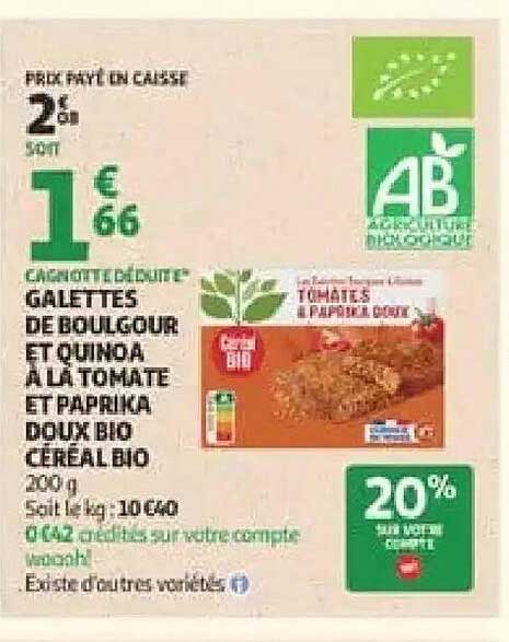 GALETTES DE BOULGOUR ET QUINOA À LA TOMATE ET PAPRIKA DOUX BIO CÉRÉAL BIO
