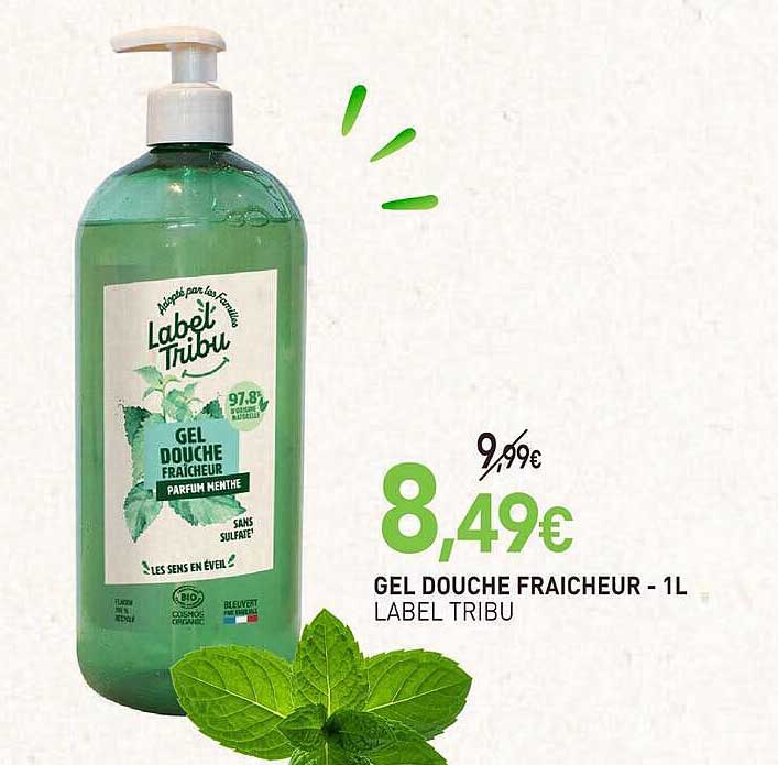 GEL DOUCHE FRAICHEUR - 1L LABEL TRIBU