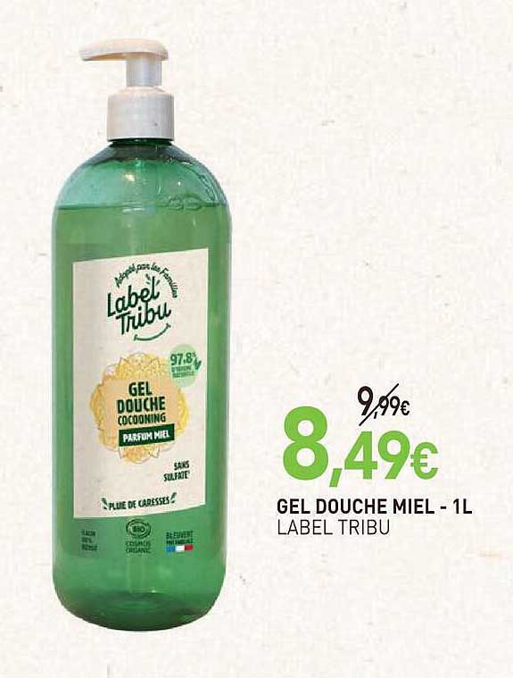 GEL DOUCHE MIEL - 1L LABEL TRIBU