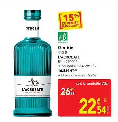 Gin bio 44% s L’ACROBATE