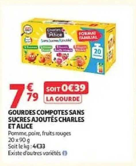 GOURDES COMPOTES SANS SUCRES AJOUTÉS CHARLES ET ALICE