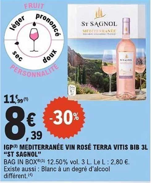 IGP MEDITERRANÉE VIN ROSÉ TERRA VITIS BIB 3L “ST SAGNOL”