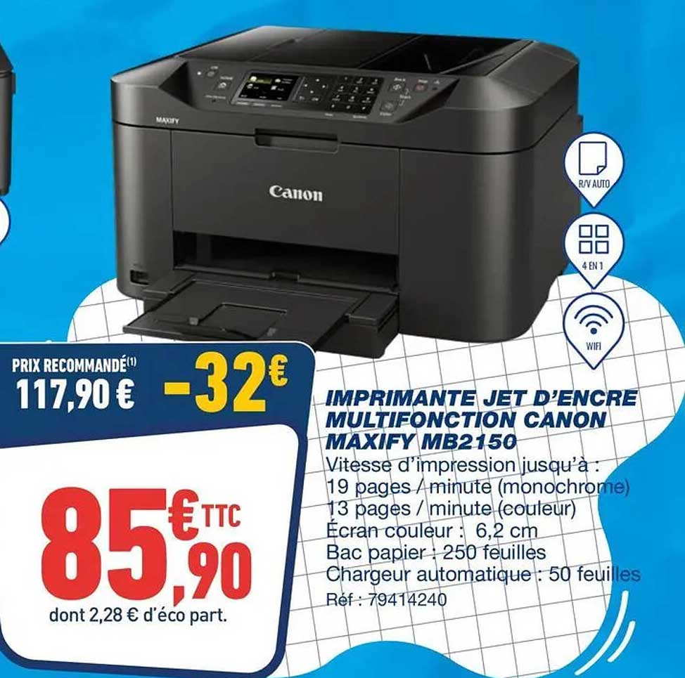 IMPRIMANTE JET D'ENCRE MULTIFONCTION CANON MAXIFY MB2150