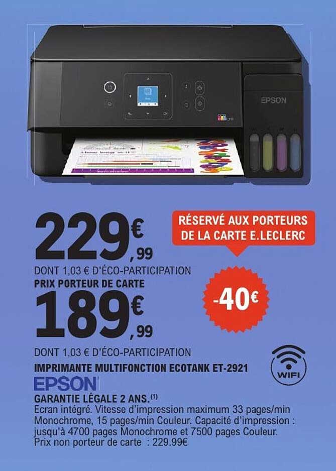 IMPRIMANTE MULTIFONCTION ECOTANK ET-2921