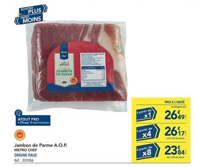 Jambon de Parme A.O.P. METRO CHEF ORIGINE ITALIE