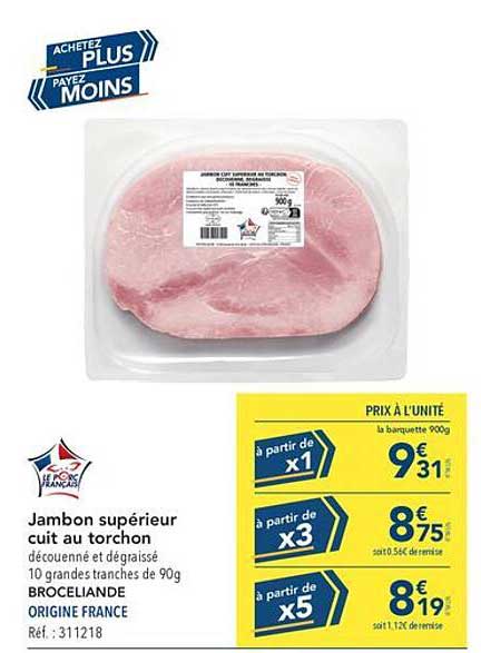 Jambon supérieur cuit au torchon