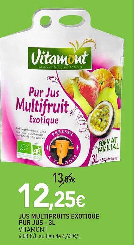 JUS MULTIFRUITS EXOTIQUE PUR JUS - 3L VITAMONT