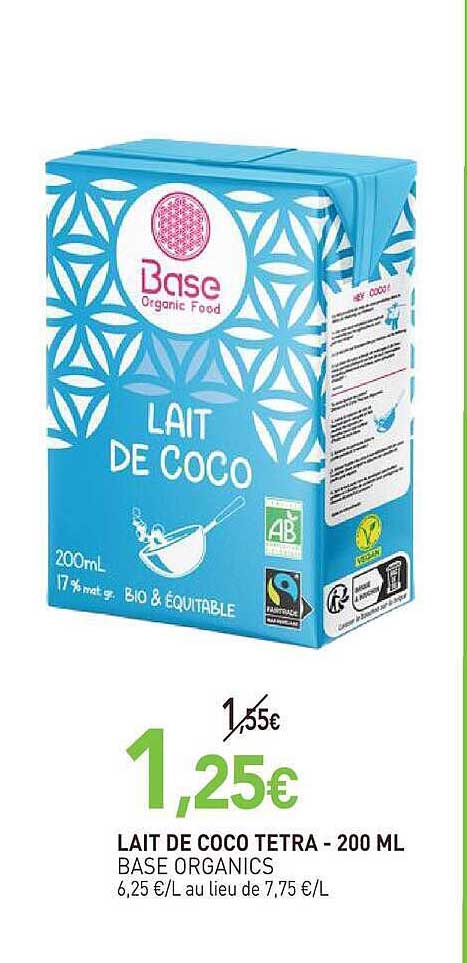 LAIT DE COCO TETRA - 200 ML BASE ORGANICS