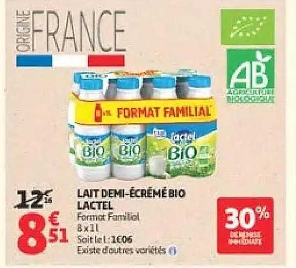 LAIT DEMI-ÉCRÉMÉ BIO LACTEL