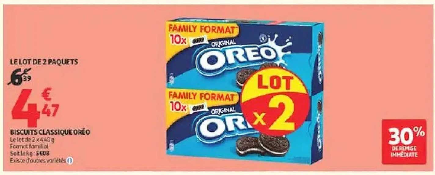 LE LOT DE 2 PAQUETS BISCUITS CLASSIQUE OREO