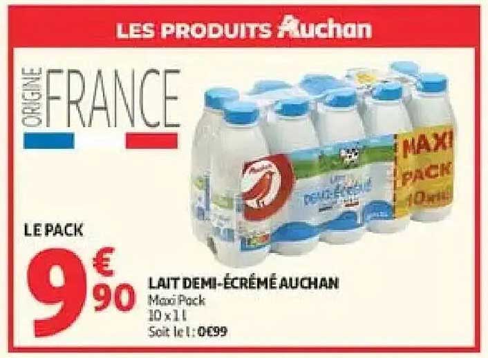 LE PACK LAIT DEMI-ÉCRÉMÉ AUCHAN