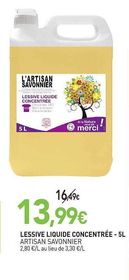 LESSIVE LIQUIDE CONCENTRÉE - 5L ARTISAN SAVONNIER