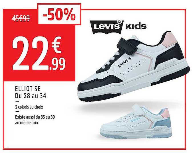 LEVI'S kids ELLIOT SE Du 28 au 34 2 coloris au choix Existe aussi du 35 au 39 au même prix