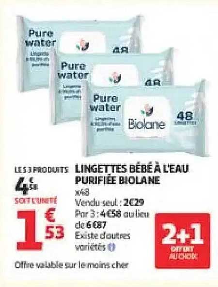 LINGETTES BÉBÉ À L'EAU PURIFIÉE BIOLANE
