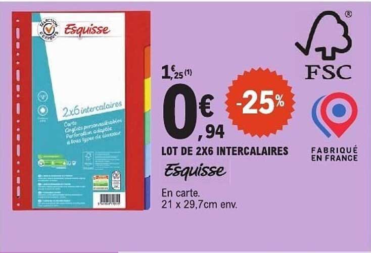 LOT DE 2X6 INTERCALAIRES Esquisse
