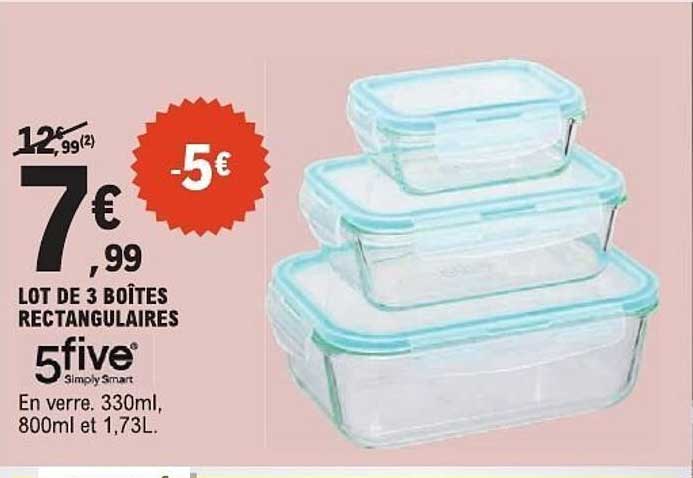 LOT DE 3 BOITES RECTANGULAIRES 5five Simply Smart