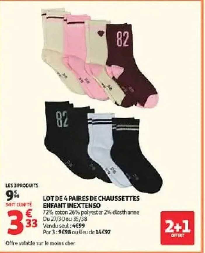 LOT DE 4 PAIRES DE CHAUSSETTES ENFANT TEXTENSO
