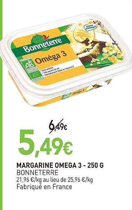 MARGARINE OMEGA 3 - 250 G BONNETERRE
