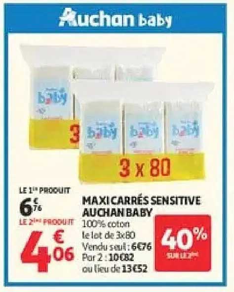 MAXI CARRÉS SENSITIVE AUCHAN BABY