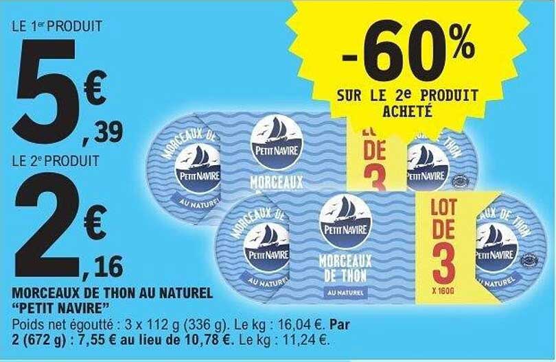 Morceaux de thon au naturel “Petit Navire”