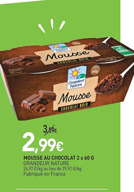 MOUSSE AU CHOCOLAT 2 x 60 G GRANDEUR NATURE