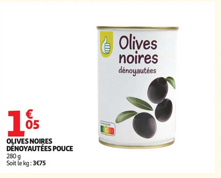 OLIVES NOIRES DÉNOYAUTÉES POUCE 280 g