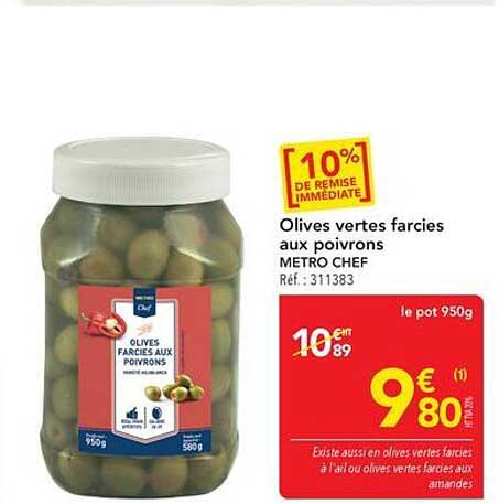 Olives vertes farcies aux poivrons METRO CHEF