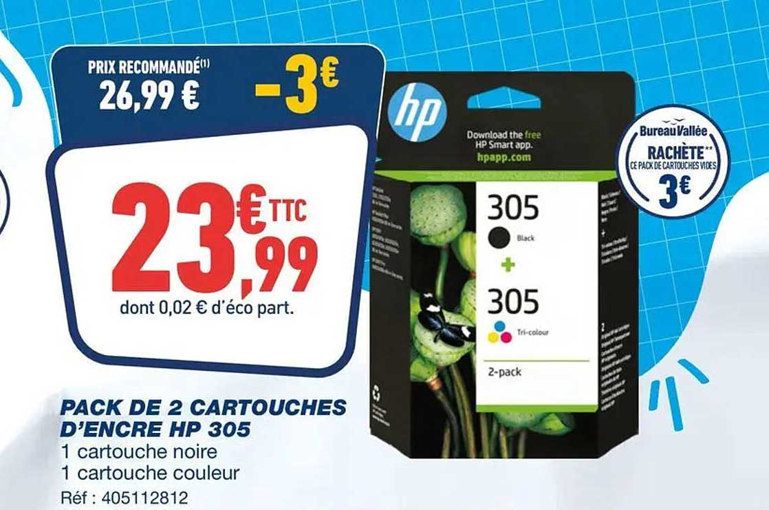 PACK DE 2 CARTOUCHES D’ENCRE HP 305