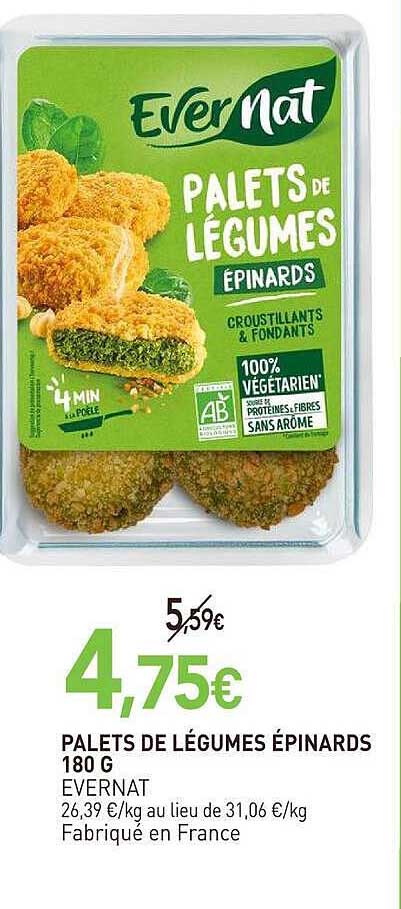 PALETS DE LÉGUMES ÉPINARDS 180 G EVERNAT