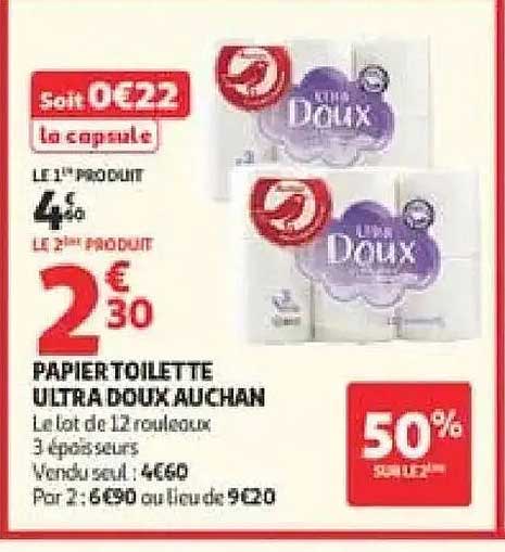 Papier toilette ultra doux Auchan