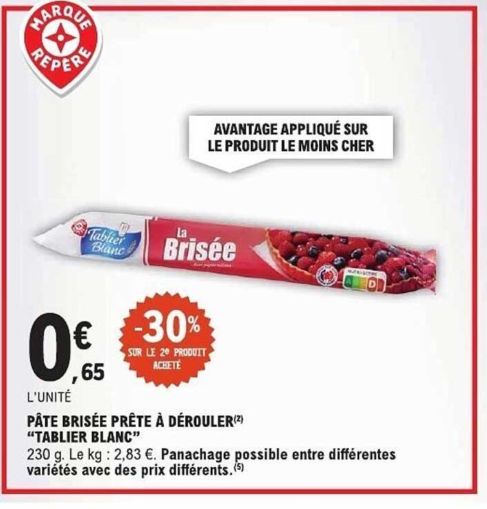 PÂTE BRISÉE PRÊTE À DÉROULER "TABLIER BLANC"