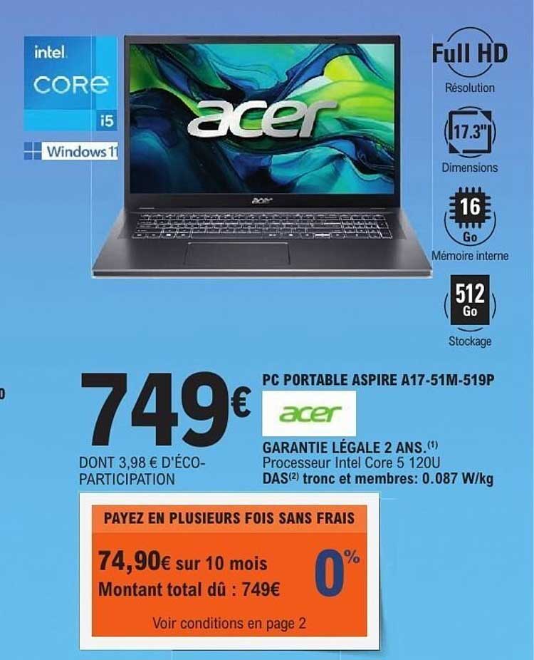 PC PORTABLE ASPIRE A17-51M-519P