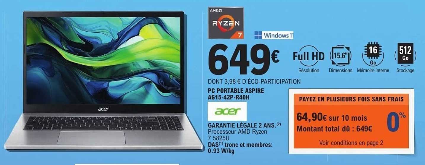 PC PORTABLE ASPIRE AG15-42P-R40H