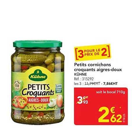 Petits cornichons croquants aigres-doux KÜHNE