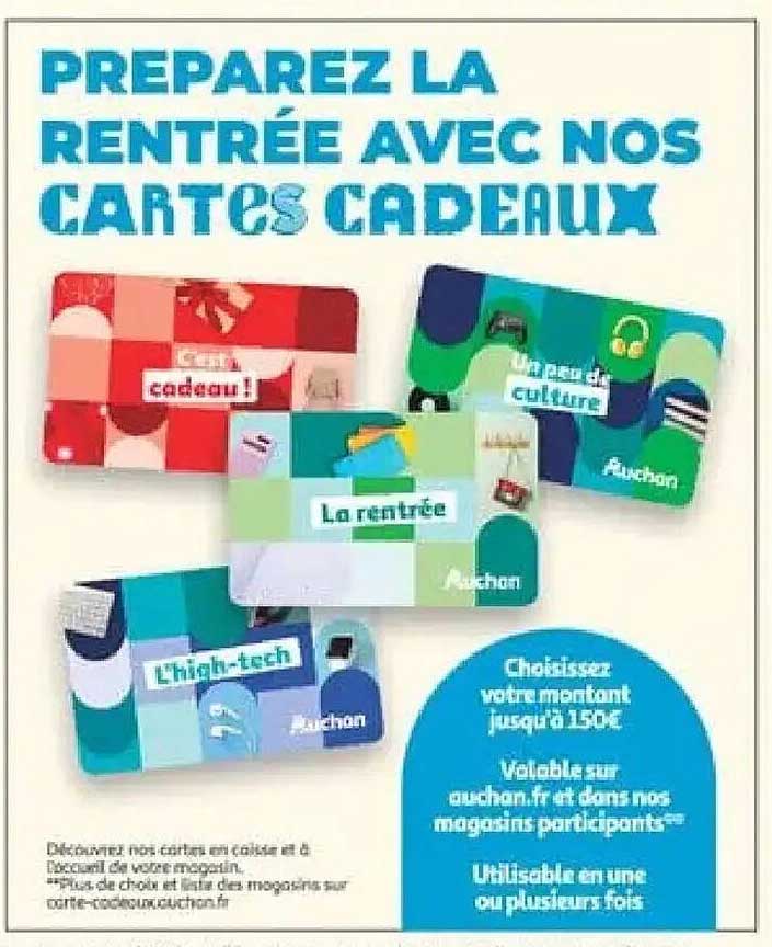 PRÉPAREZ LA RENTRÉE AVEC NOS CARTES CADEAUX