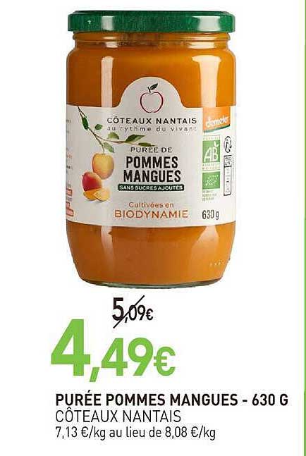 PURÉE POMMES MANGUES - 630 G CÔTEAUX NANTAIS