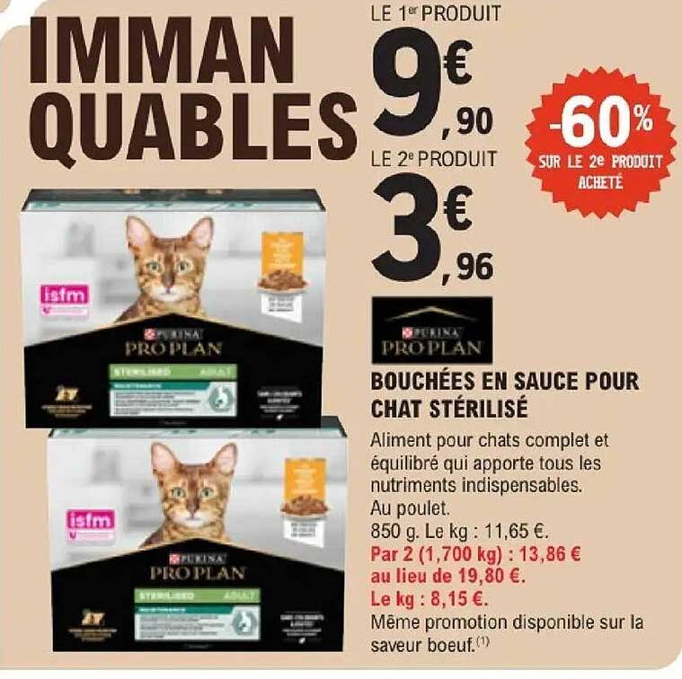 PURINA PRO PLAN BOUCHÉES EN SAUCE POUR CHAT STÉRILISÉ