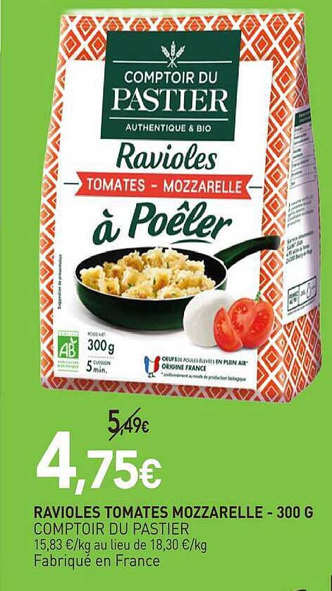 Ravioles tomates mozzarella - 300 g Comptoir du Pastier