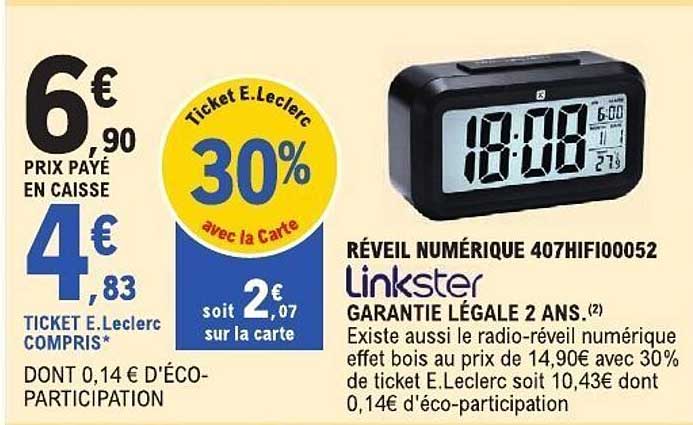 RÉVEIL NUMÉRIQUE 407HIFI0052 Linkster GARANTIE LÉGALE 2 ANS
