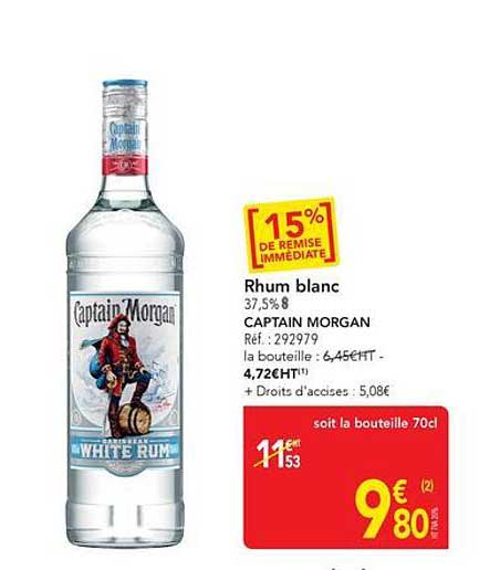 Rhum blanc 37,5% CAPTAIN MORGAN
