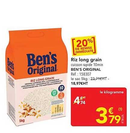 Riz long grain cuisson rapide 10min BEN'S ORIGINAL