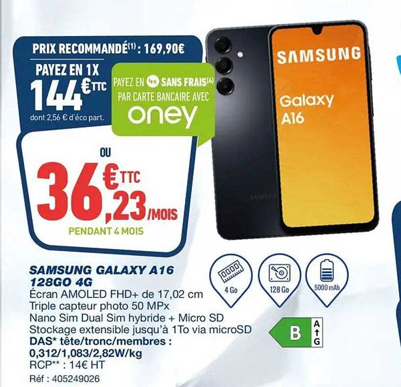 SAMSUNG GALAXY A16 128GO 4G