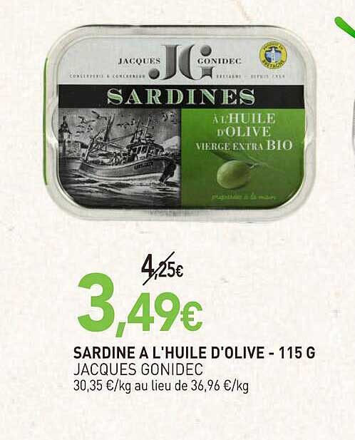 SARDINE A L'HUILE D'OLIVE - 115 G JACQUES GONIDEC